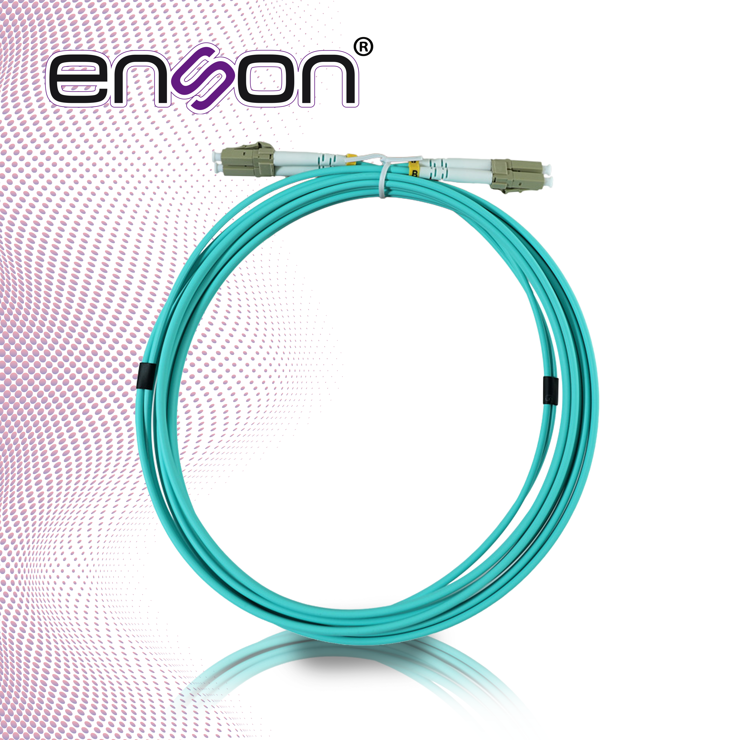 JUMPER DE FIBRA OPTICA ENSON ENS-JUMP300MM3 FORRO PVC COLOR AQUA TIPO DE FIBRA MULTIMODO OM3 50/125 MICRAS CONECTORES LC DUPLEX- LC DUPLEX LONGITUD 3 METROS USO INTERIOR
